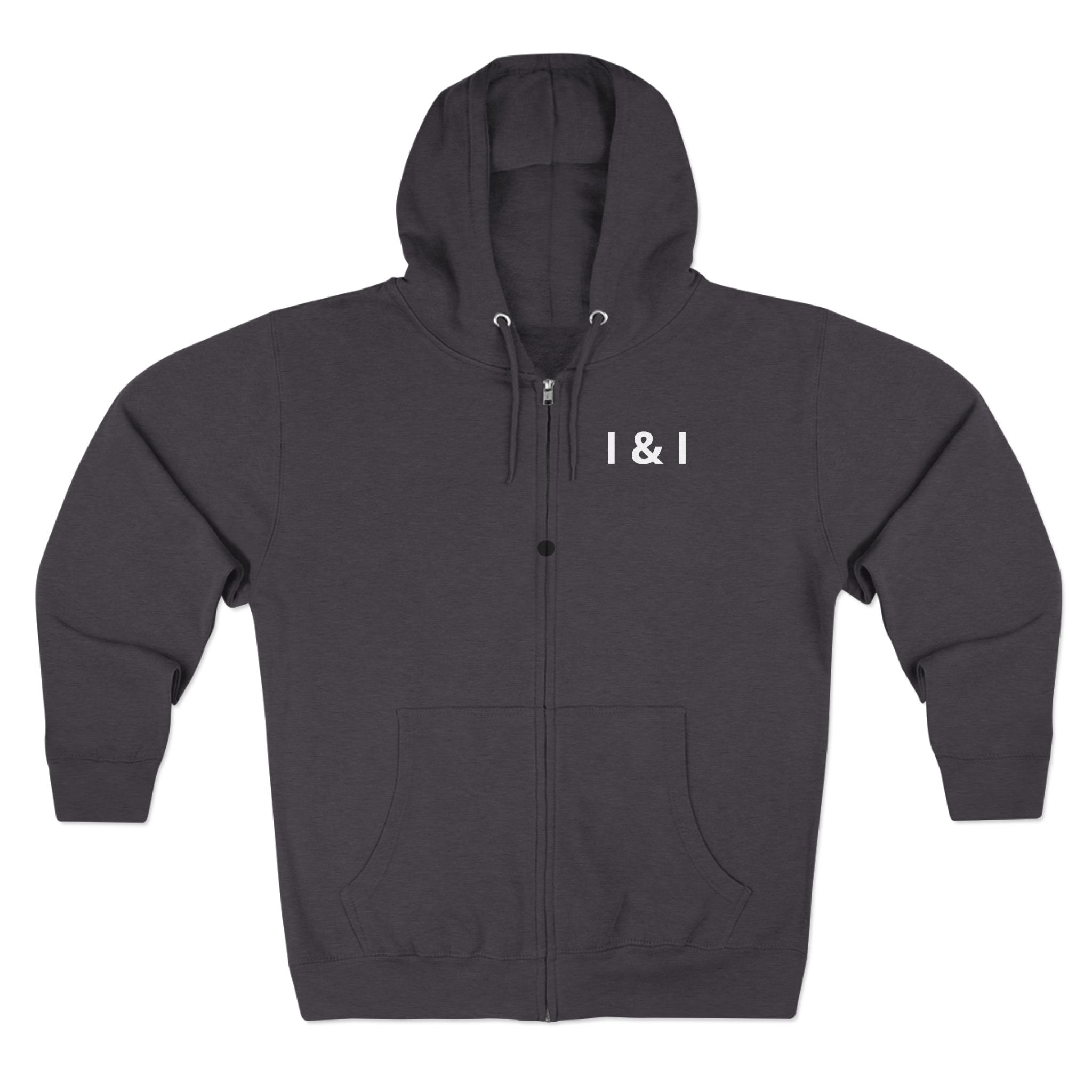 Zip Hoodie — Minimal "I & I" Typography Zip-Up Hoodie