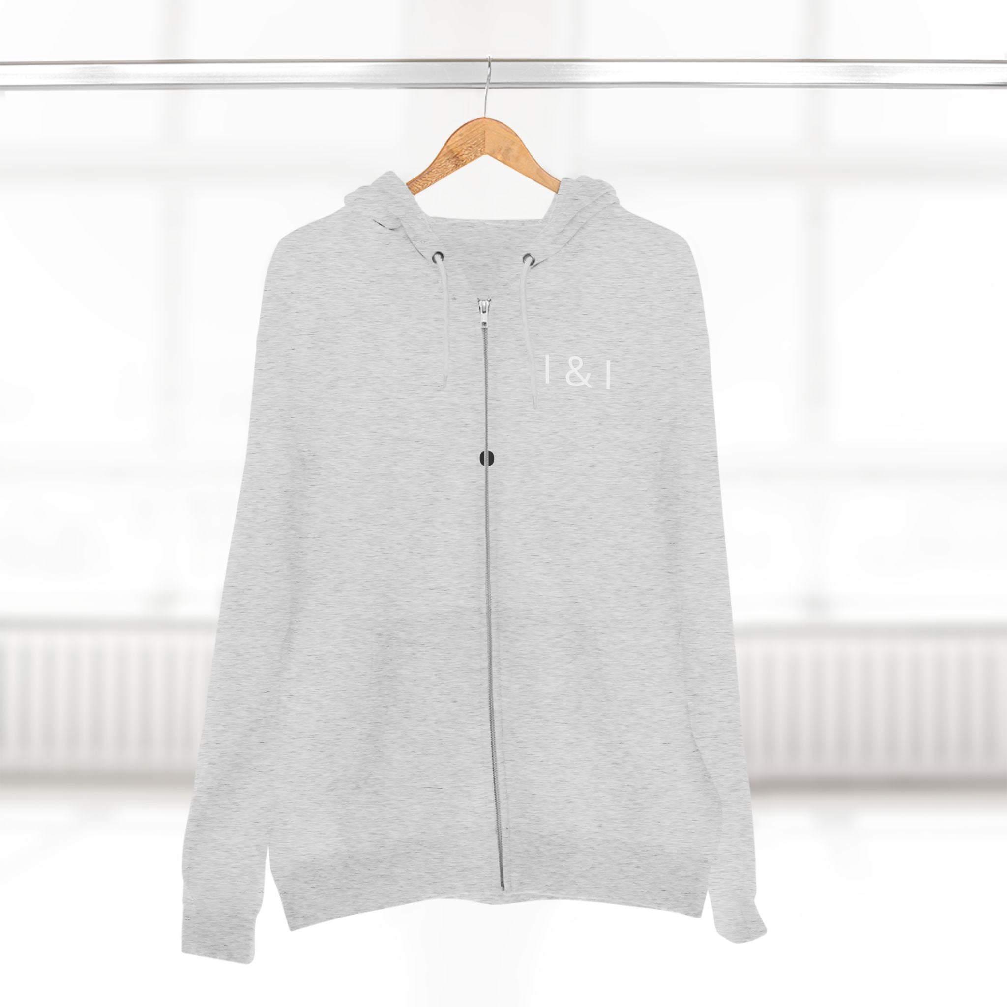 Zip Hoodie — Minimal "I & I" Typography Zip-Up Hoodie