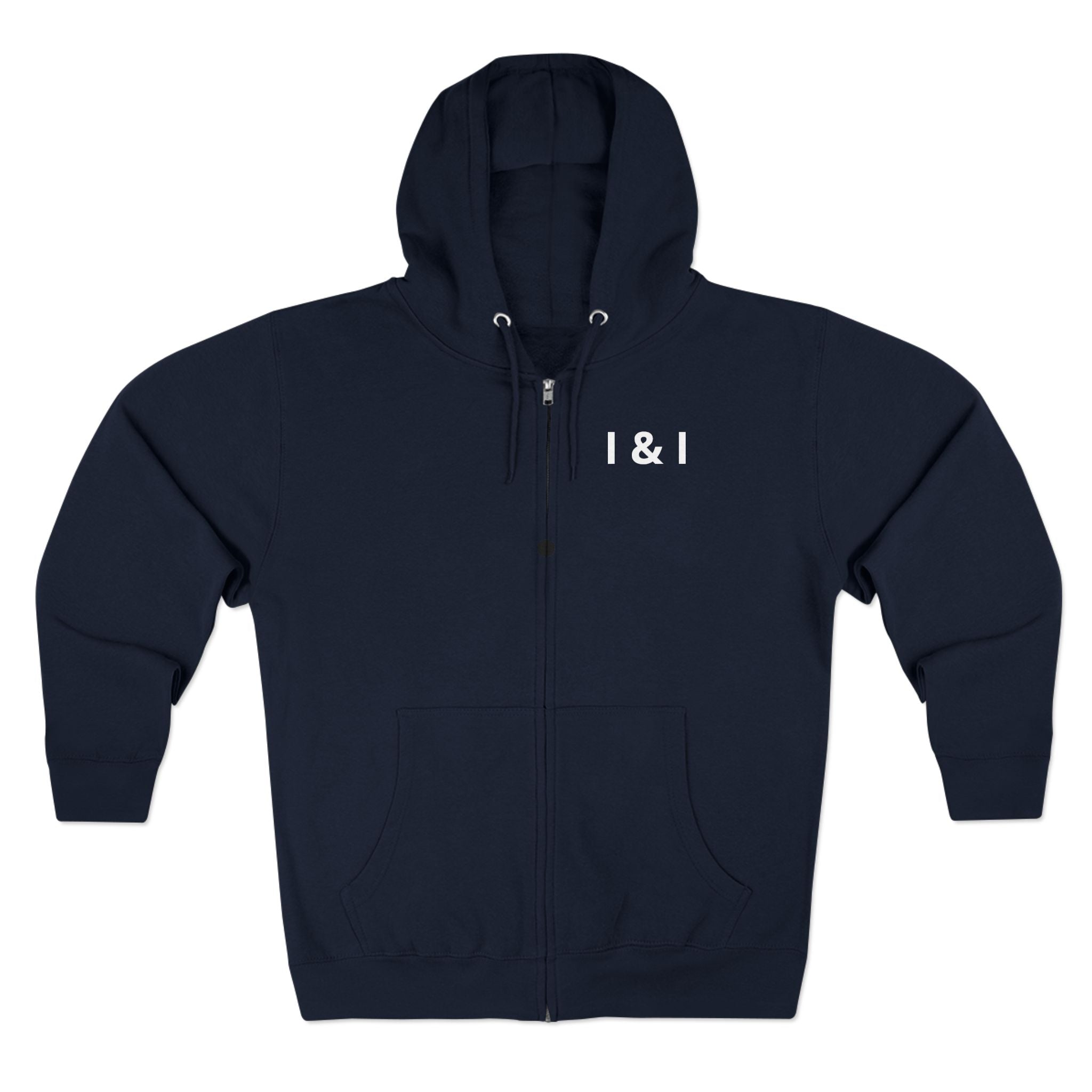 Zip Hoodie — Minimal "I & I" Typography Zip-Up Hoodie