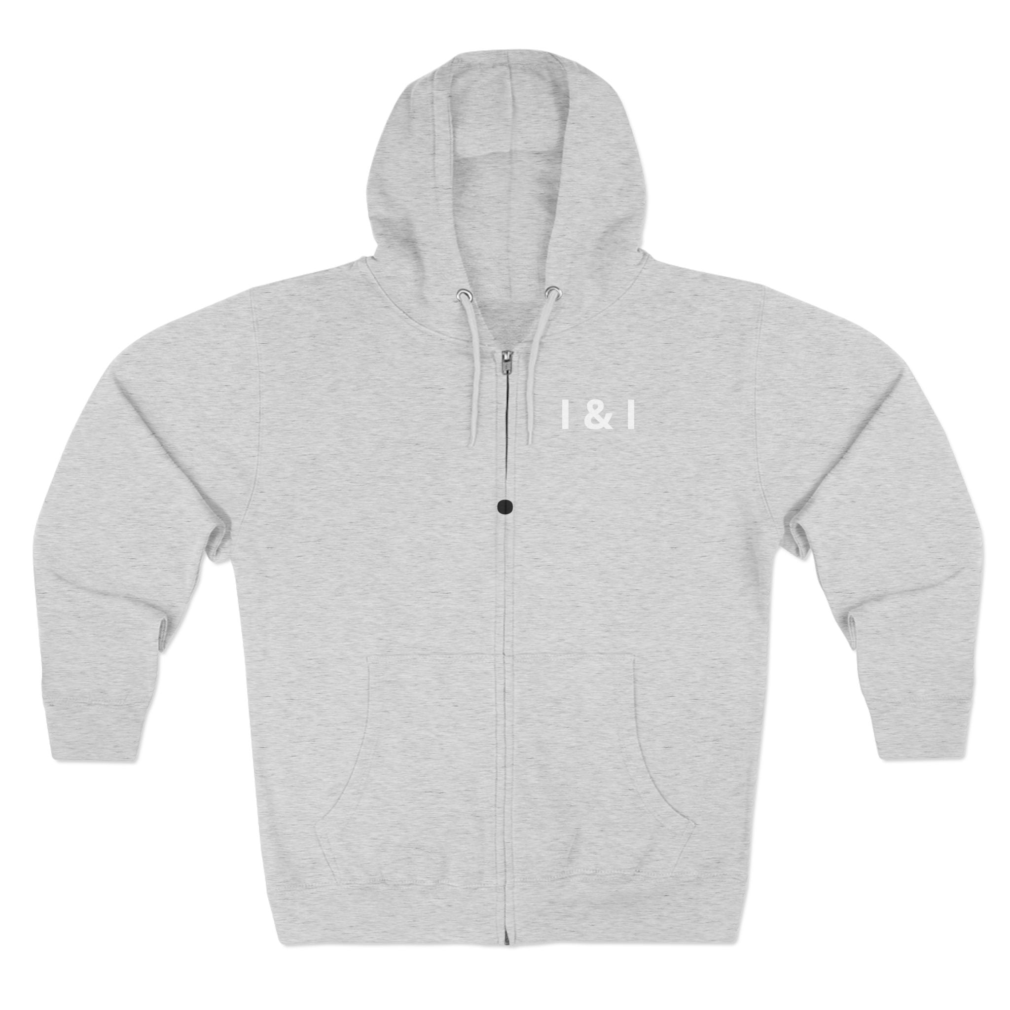 Zip Hoodie — Minimal "I & I" Typography Zip-Up Hoodie